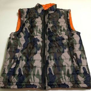 Mens Carbon Camo & Orange Zip Up Vest Size Large